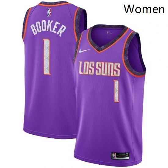 Womens Nike Phoenix Suns 1 Devin Booker Swingman Purple NBA Jersey 2018 19 City Edition